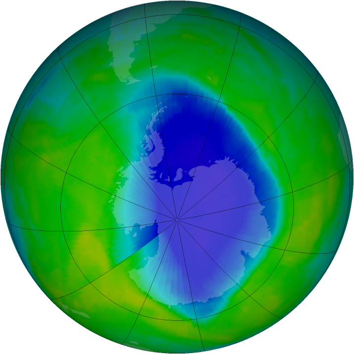 Antarctic ozone map for 29 November 1999